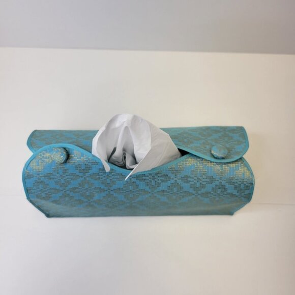 Blue and Gold Songket Tissue Box Holder - Picture 8 of 11